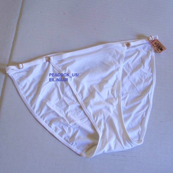 Victorias Secret Optic White Adjustable String Bikini Panty M L XL Smooth Silky - Picture 3 of 5